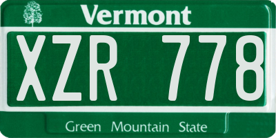 VT license plate XZR778