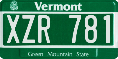 VT license plate XZR781