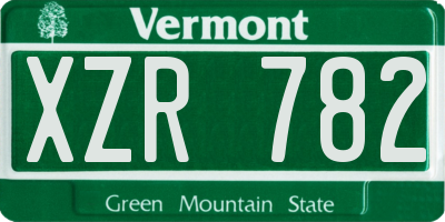 VT license plate XZR782
