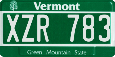 VT license plate XZR783