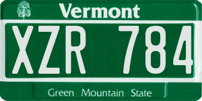 VT license plate XZR784