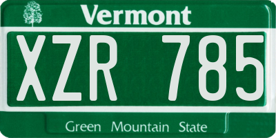 VT license plate XZR785