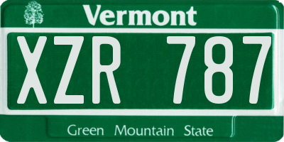 VT license plate XZR787