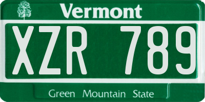 VT license plate XZR789