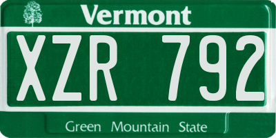 VT license plate XZR792