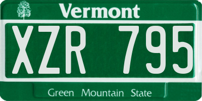 VT license plate XZR795