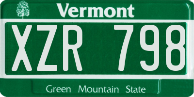 VT license plate XZR798