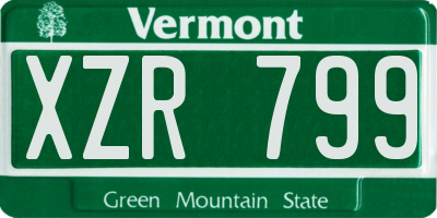 VT license plate XZR799