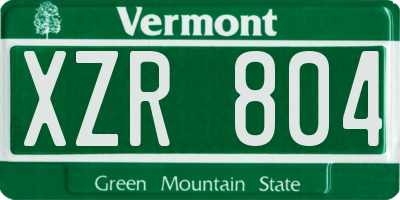VT license plate XZR804