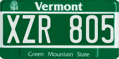 VT license plate XZR805