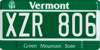 VT license plate XZR806