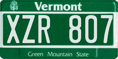 VT license plate XZR807