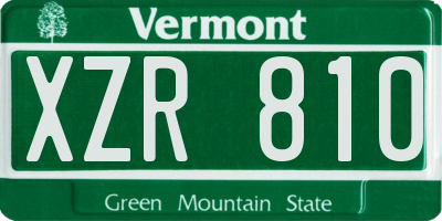 VT license plate XZR810