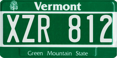 VT license plate XZR812
