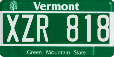 VT license plate XZR818