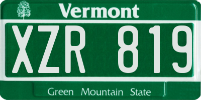 VT license plate XZR819