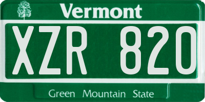 VT license plate XZR820