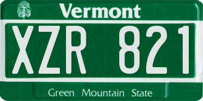 VT license plate XZR821