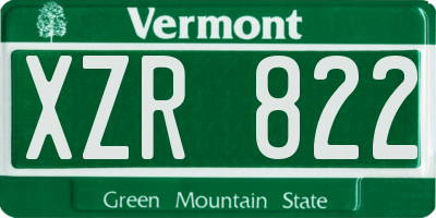 VT license plate XZR822