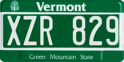 VT license plate XZR829