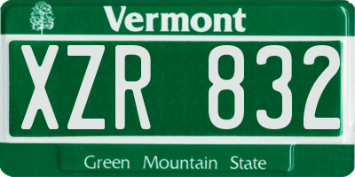 VT license plate XZR832