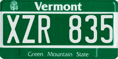 VT license plate XZR835