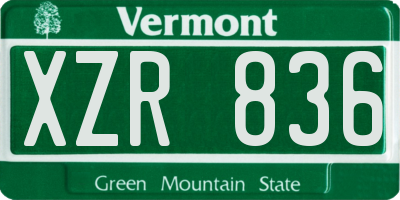 VT license plate XZR836