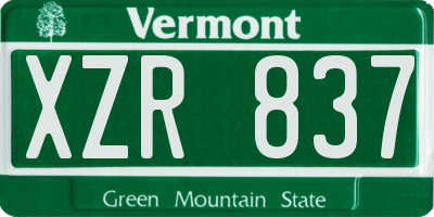 VT license plate XZR837