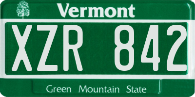 VT license plate XZR842
