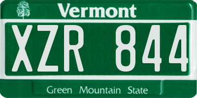 VT license plate XZR844