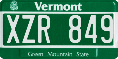 VT license plate XZR849