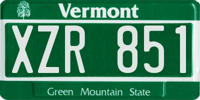 VT license plate XZR851