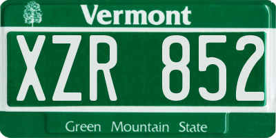 VT license plate XZR852