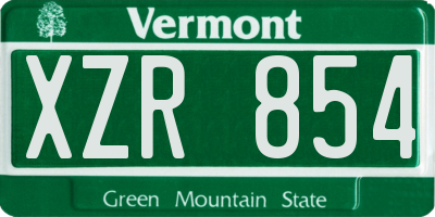 VT license plate XZR854