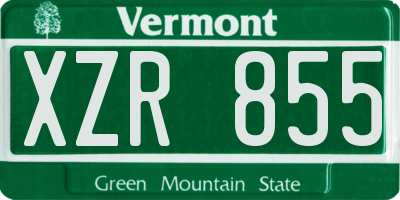 VT license plate XZR855
