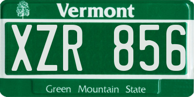 VT license plate XZR856