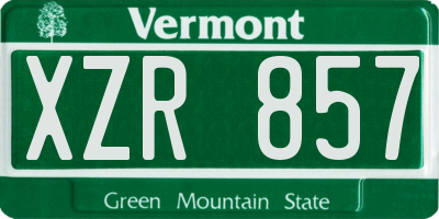 VT license plate XZR857