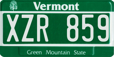 VT license plate XZR859