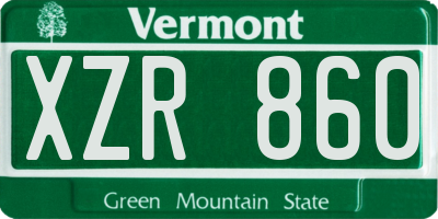 VT license plate XZR860