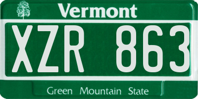 VT license plate XZR863