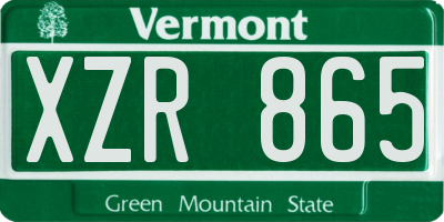 VT license plate XZR865
