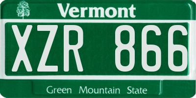 VT license plate XZR866