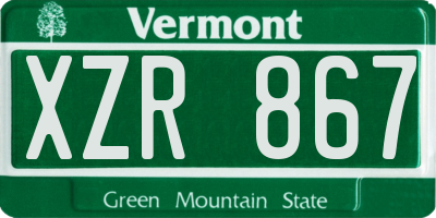 VT license plate XZR867
