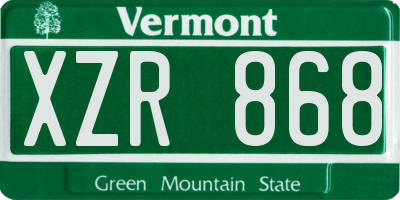 VT license plate XZR868