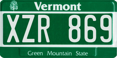 VT license plate XZR869