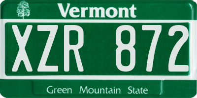 VT license plate XZR872