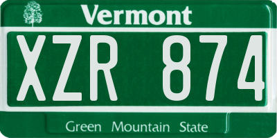 VT license plate XZR874