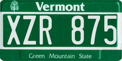 VT license plate XZR875