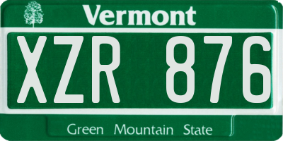 VT license plate XZR876