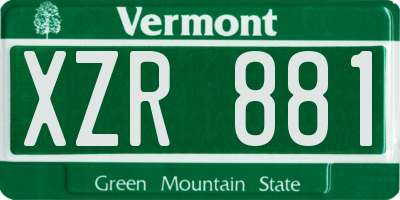 VT license plate XZR881
